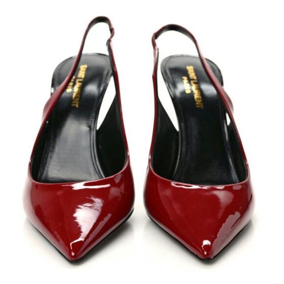 YSL Venus Red Patent Leather Slingback Heels - Size 37 - Picture 1 of 9